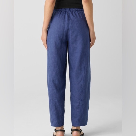 Eileen Fisher Blue Lantern Ankle Pants in Organic Linen - Picture 2 of 7